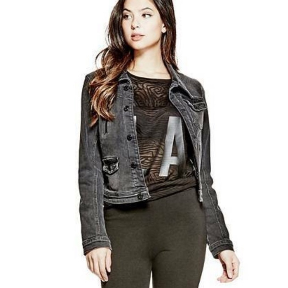 GUESS Denim Biker Jacket